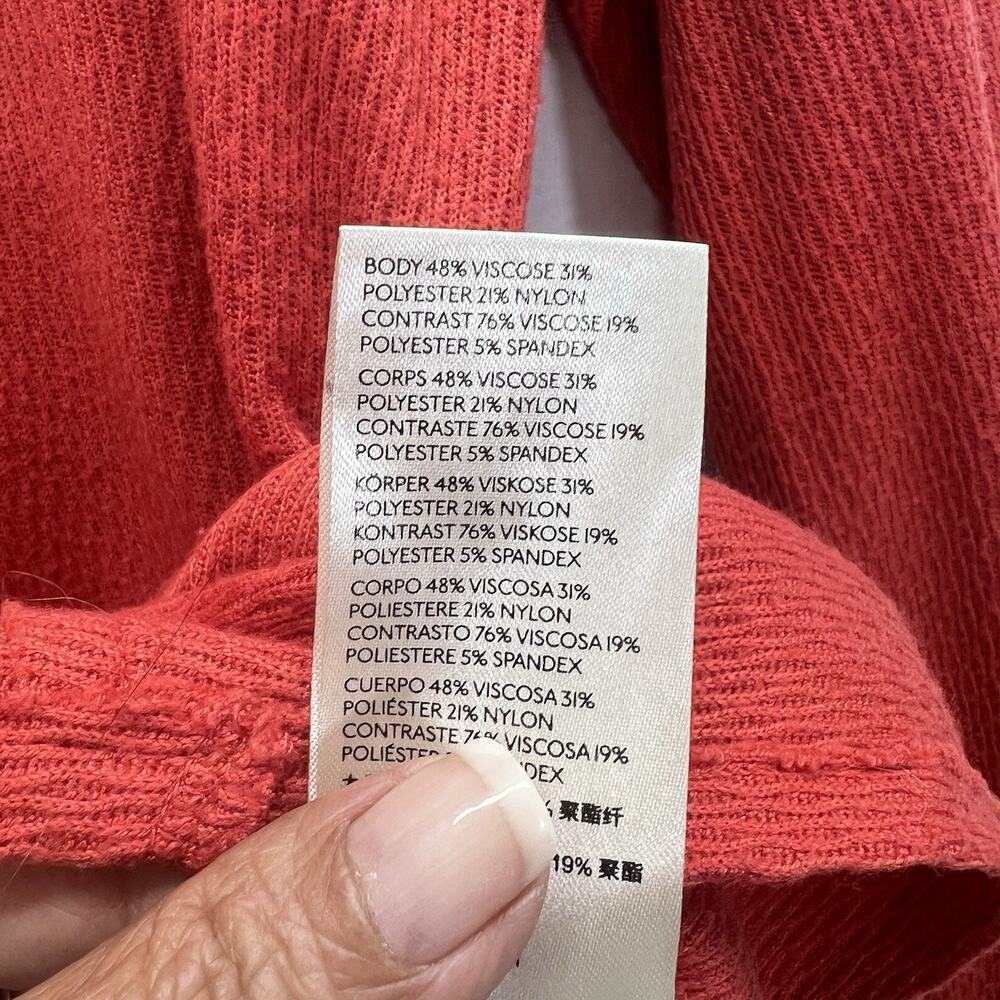 We The Free People Thermal Top Women L Orange Waffle Knit Oversized Long Sleeve - Picture 8 of 15
